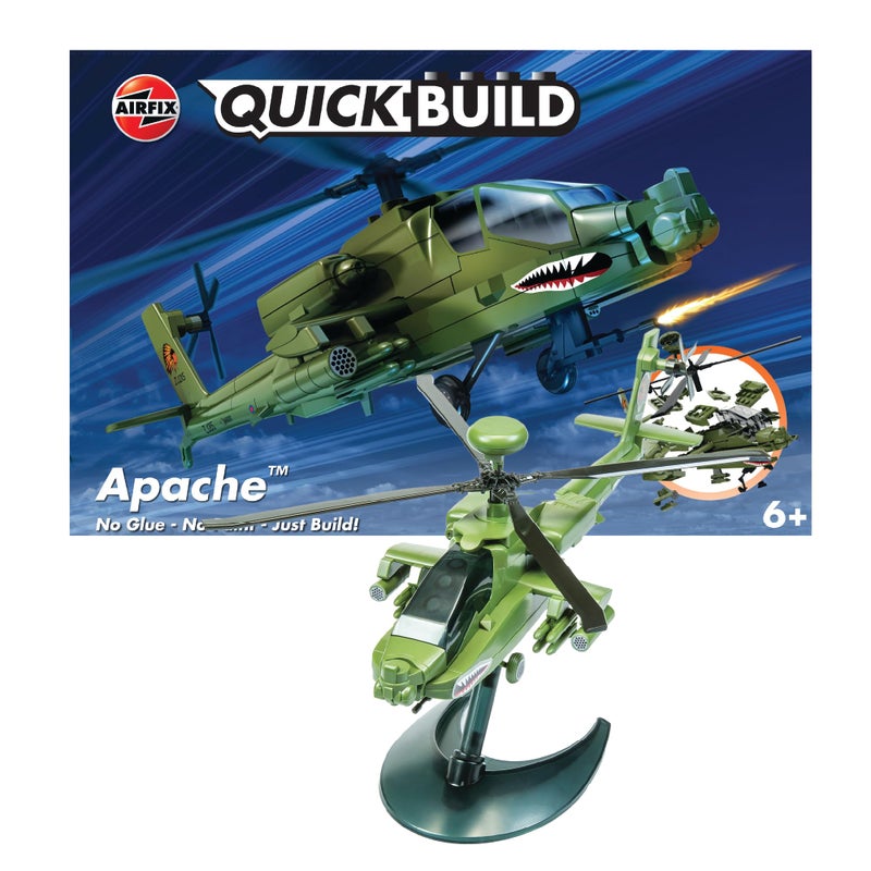 Airfix Quickbuild Boeing Apache Airplane Model Kit, Multi - Image 1